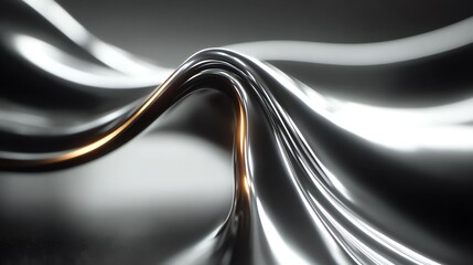 Liquid Chrome Swirls with Golden Highlights