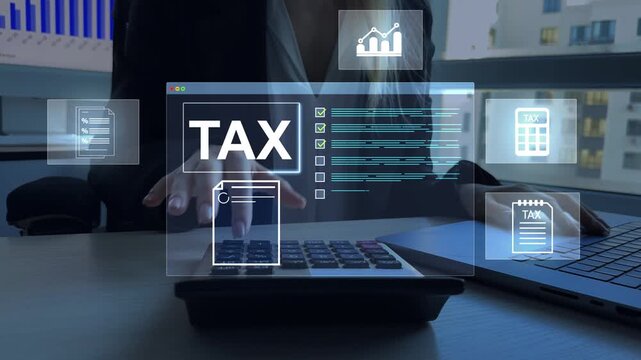 Tax and vat concept.Government taxes and calculation tax return annual report. Tax form online for tax payment.State taxes digital.	