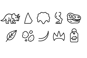 Dinosaur outline icon set. Prehistoric, fossil, and jurassic icons collection. © BlaBla Car
