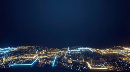 Abstract Technology Background with Glowing Digital Data Particles 3D Render