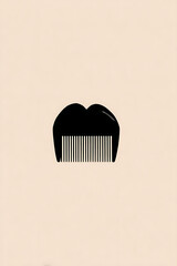 Simple black comb illustration on light background. Minimal graphic design element for beauty and grooming concepts.