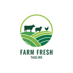 Obraz premium Farm Fresh Logo, Eco Friendly Agriculture Brand Icon