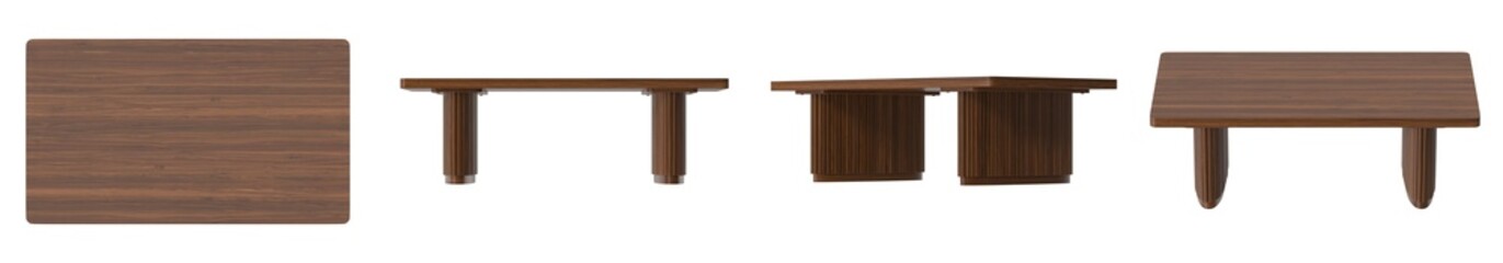 Naklejka premium Modern dark wood coffee table with clean lines and minimalist design