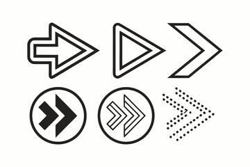 Arrow icon set. Arrow. Cursor. Black vector arrows icons. Collection different arrows sign. Modern simple arrows. Black arrow pointing to the right. Black direction pointer. Vector illustration.