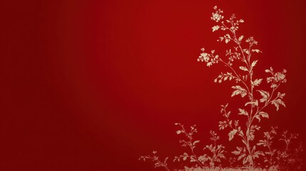 A delicate white floral design against a rich red background, evoking elegance and warmth.