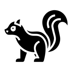 Fototapeta premium Stylized Black and White Skunk Icon Vector Illustration, Cute Wild Animal Silhouette with Striped Tail