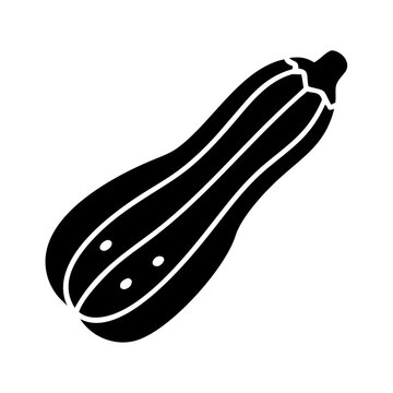 Black silhouette of a zucchini on white background, simple clean vector illustration for healthy food concepts