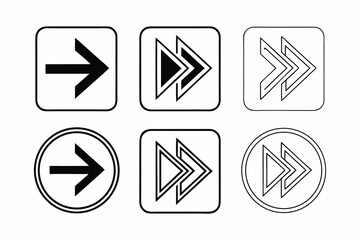 Arrow icon set. Arrow. Cursor. Black vector arrows icons. Collection different arrows sign. Modern simple arrows. Black arrow pointing to the right. Black direction pointer. Vector illustration.