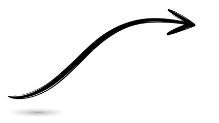 Long curved hand-drawn arrow isolated on white background, direction and navigation concept. AI generated.
