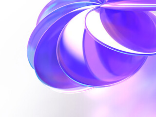 虹色に輝くクリスタルガラスの幾何学模様の3Dイラストレーション