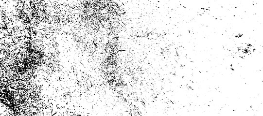 A distressed monochromatic texture displaying chaotic dark grunge elements against a bright white background. vector