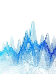 Abstract Blue Waveform Heartbeat Line Art