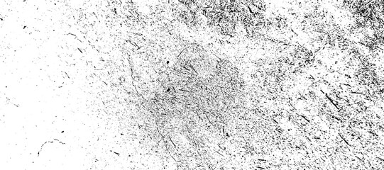 A distinct distressed black and white texture provides a strong grunge effect, fading from dense to sparse particles. vector