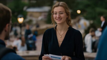 A dedicated activist stands on a crowded university campus, passionately handing out flyers to fellow students, raising awareness about environmental issues and upcoming sustainability events.