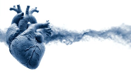 Anatomical Heart with Pulse Wave on Blue Gradient