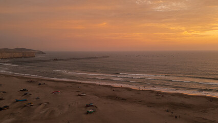 Fototapeta premium sunset over Eten on the northern coast of Peru