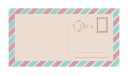 Pastel airmail postcard back with stamp frame postmark and address lines for love notes greeting cards invitations mailing themes and stationery projects