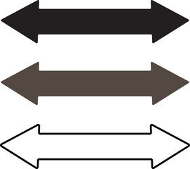 Three horizontal arrows pointing in opposite directions