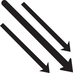 Obraz premium Three black arrows pointing downwards diagonally