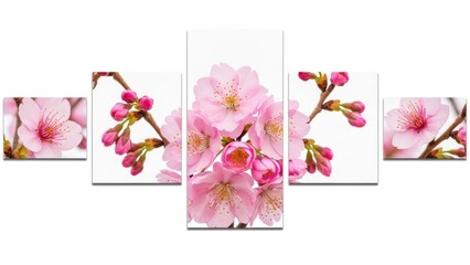 Five panel cherry blossom artwork