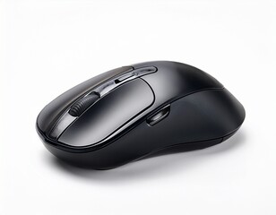 black wireless computer mouse an essential office input device isolated on a white background