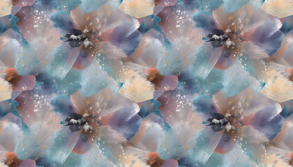 peinture motif floral abstrait tons pastel et coups de pinceau