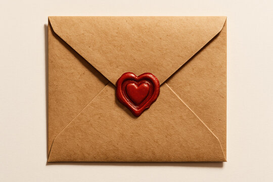 Romantic Valentine's Day love letter sealed with a red heart