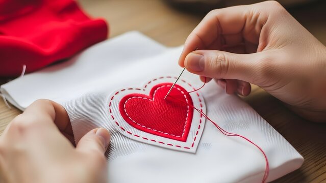 Valentines day crafting hand stitching heartfelt embroidered hearts