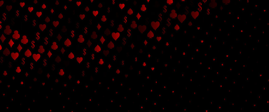 Dark Silver, Gray vector pattern with symbol of cards. Colorful gradient with signs of hearts, spades, clubs, diamonds. Pattern for leaflets of poker games, events.