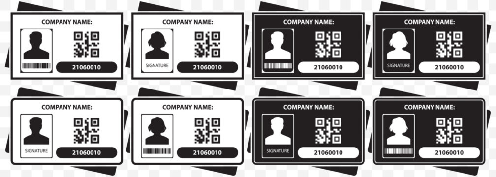 Identification card icon simple illustration logo art. Id Card Icon Set Multiple Style Collection on transparent background. EPS 10.