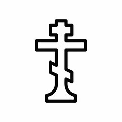 Obraz premium Orthodox cross symbol in simple black outline for religious use
