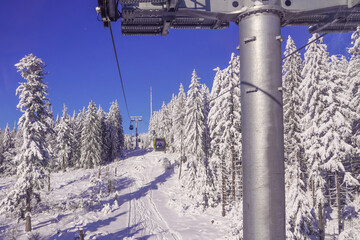 Seilbahn am Ochsenkopf S&uuml;d in Fleckl Fichtelgebirge Winter