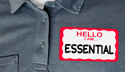 Hello I Am Essential Worker Employee Team Member Important Name Tag Sticker 3d Illustration