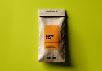 Paper Bag Packaging Mockup Front View