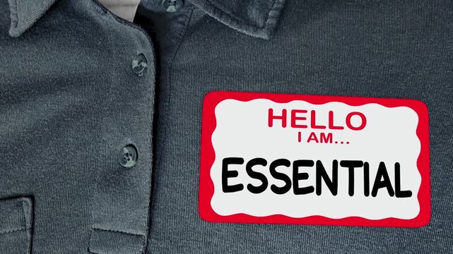 Hello I Am Essential Worker Employee Team Member Important Name Tag Sticker 3d Animation
