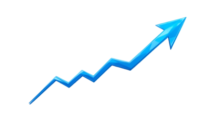 A blue arrow pointing upwards on a black background, symbolizing growth and success