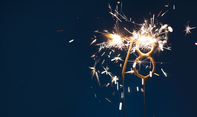 78 years anniversary celebration festive background made with Bengal fires in the form of number Seventy eight.