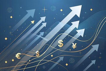 Abstract blue vector technology background featuring arrows and glowing stars in a dark night sky galaxy design with planet and constellation elements