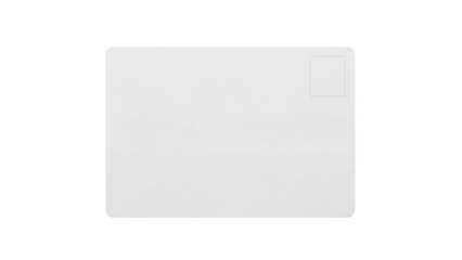 Blank white rectangular card with rounded corners and a stamp box perfect for a customizable postcard design, business template, or personal message layout