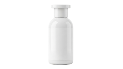 Sleek white plastic product bottle with a flip top cap standing upright, perfect for showcasing cosmetic, skincare, or personal hygiene branding and packaging concepts.