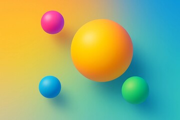 Abstract colorful spheres floating on soft gradient background with modern minimal 3d design