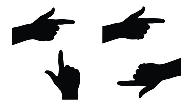 Silhouettes of hands gesturing with pointing and indicating motions