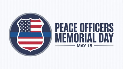 Peace Officers Memorial Day Graphic with American Flag Police Badge and Thin Blue Line for May 15 Commemoration Event