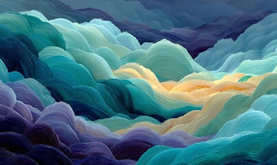 Serene Abstract Waves in Pastel Teal and Lavender