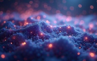 Macro Undulating Granular Hills with Luminous Dreamy Cosmic Bokeh Blur