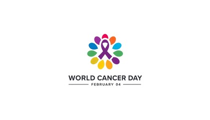 World cancer day colorful ribbon awareness concept design for global health campaign