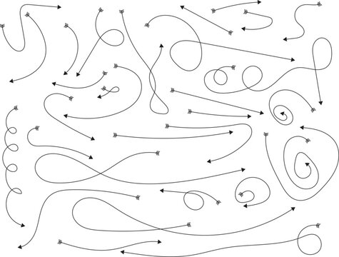 Minimal line art thin curved arrows and flowing direction lines illustration for navigation movement process flow and modern visual design concepts
