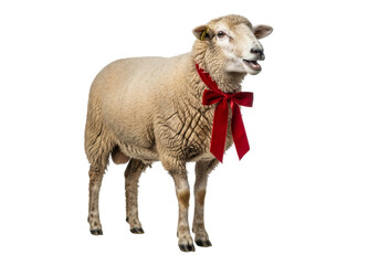 Fototapeta premium festive sheep with red bow for eid mubarak ramadan celebration
