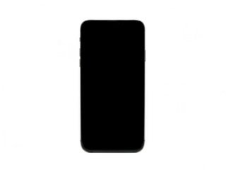 Minimalist black smartphone silhouette isolated on transparent background