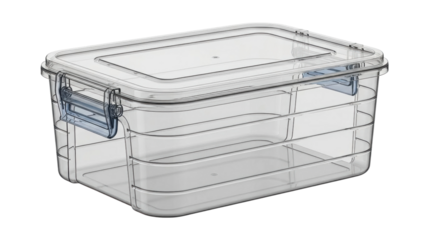 Container for storage with transparent design and lid used for organizing items in various settings